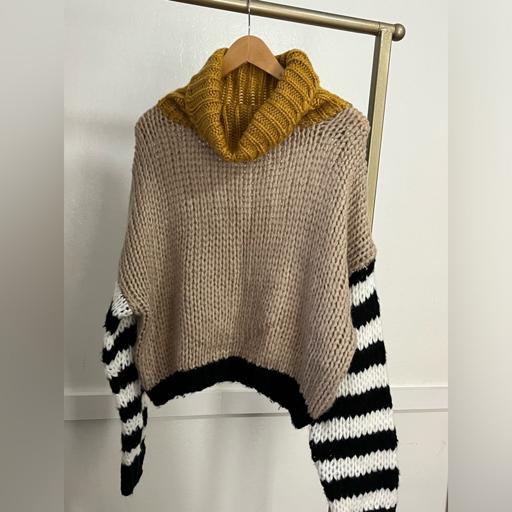 Favlux Knit Striped Turtleneck Womens
Oversized Sweater